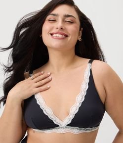 Sutiã Triangulo com Renda Contrastante Curve & Plus Size