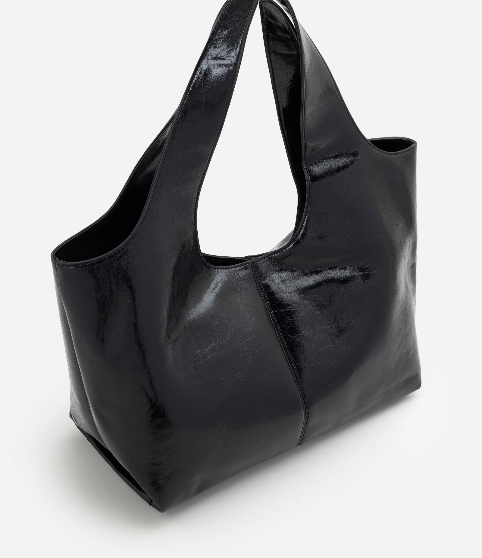 Bolsa Shopper Grande em PU com Alça Larga Preto 3