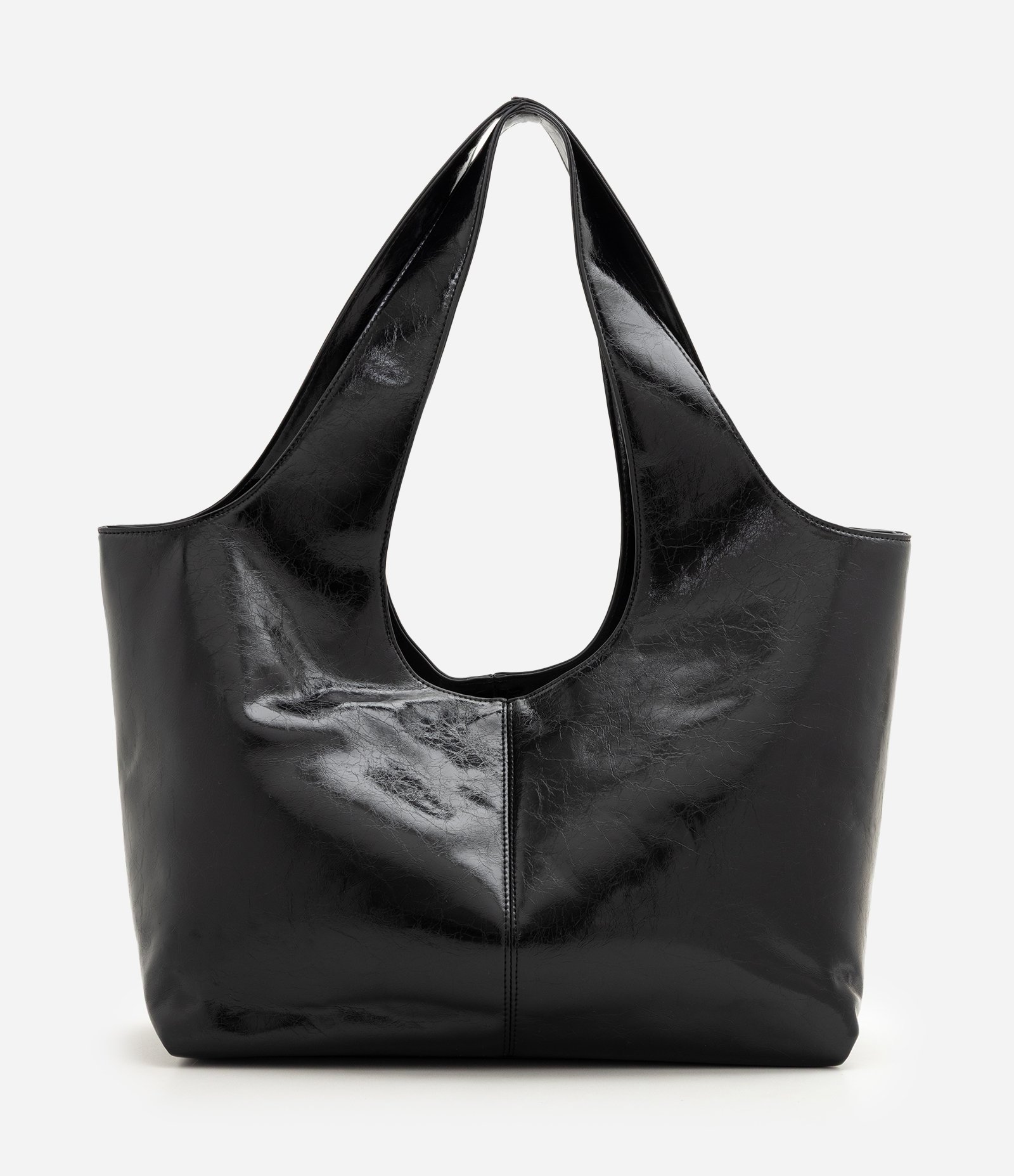 Bolsa Shopper Grande em PU com Alça Larga Preto 5