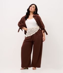 Calça Pantalona em Sarja com Cós Elástico Curve & Plus Size