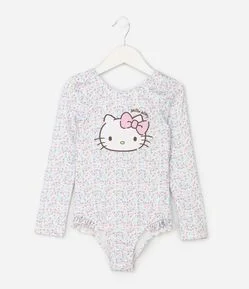 Maiô Infantil Hello Kitty Estampa Floral Liberty - Tam 1 a 6 Anos