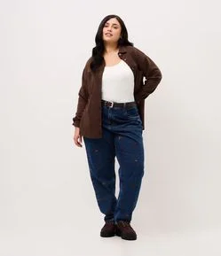 Calça Jeans Mom Bordado Paisley Curve & Plus Size