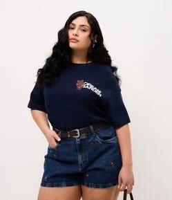 Short Jeans Mom Bordado Paisley Curve & Plus Size