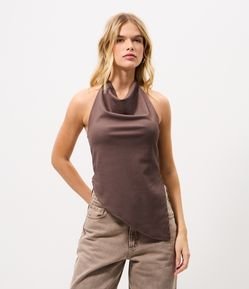 Blusa Frente Única em Bengaline Texturizado com Pontas