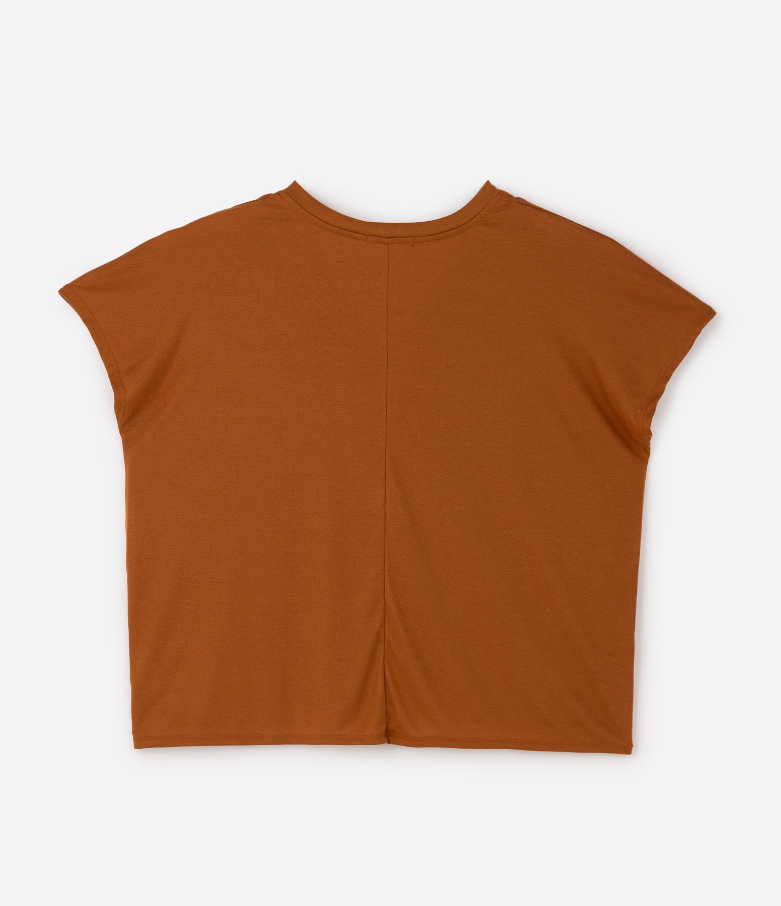 Blusa Básica em Ribana Gola V Curve & Plus Size Marrom 6