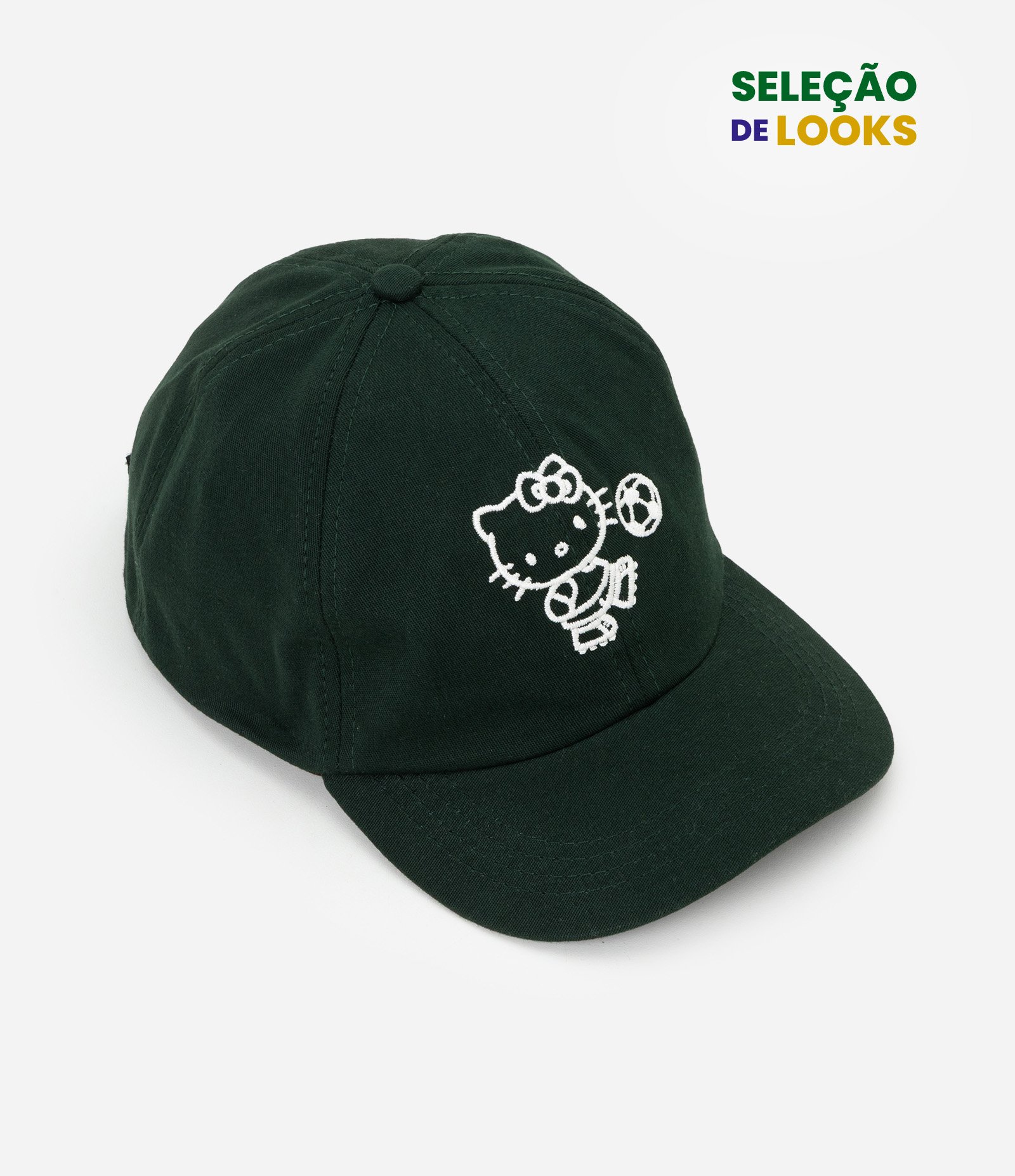 Boné Infantil em Algodão com Bordado Hello Kitty Futebol – Tam U Verde Escuro 1