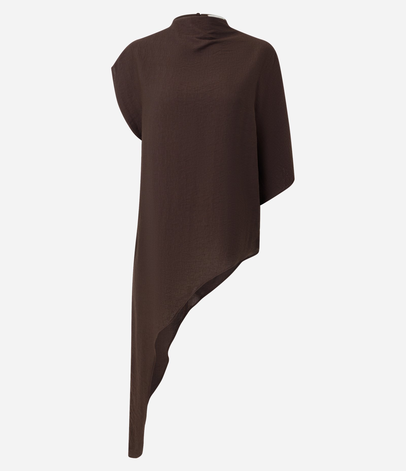 Blusa Ampla em Viscose com Barra Assimétrica Marrom 5