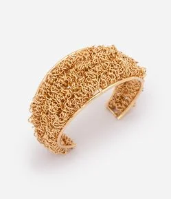 Bracelete Rígido em Metal com Detalhe Aramado