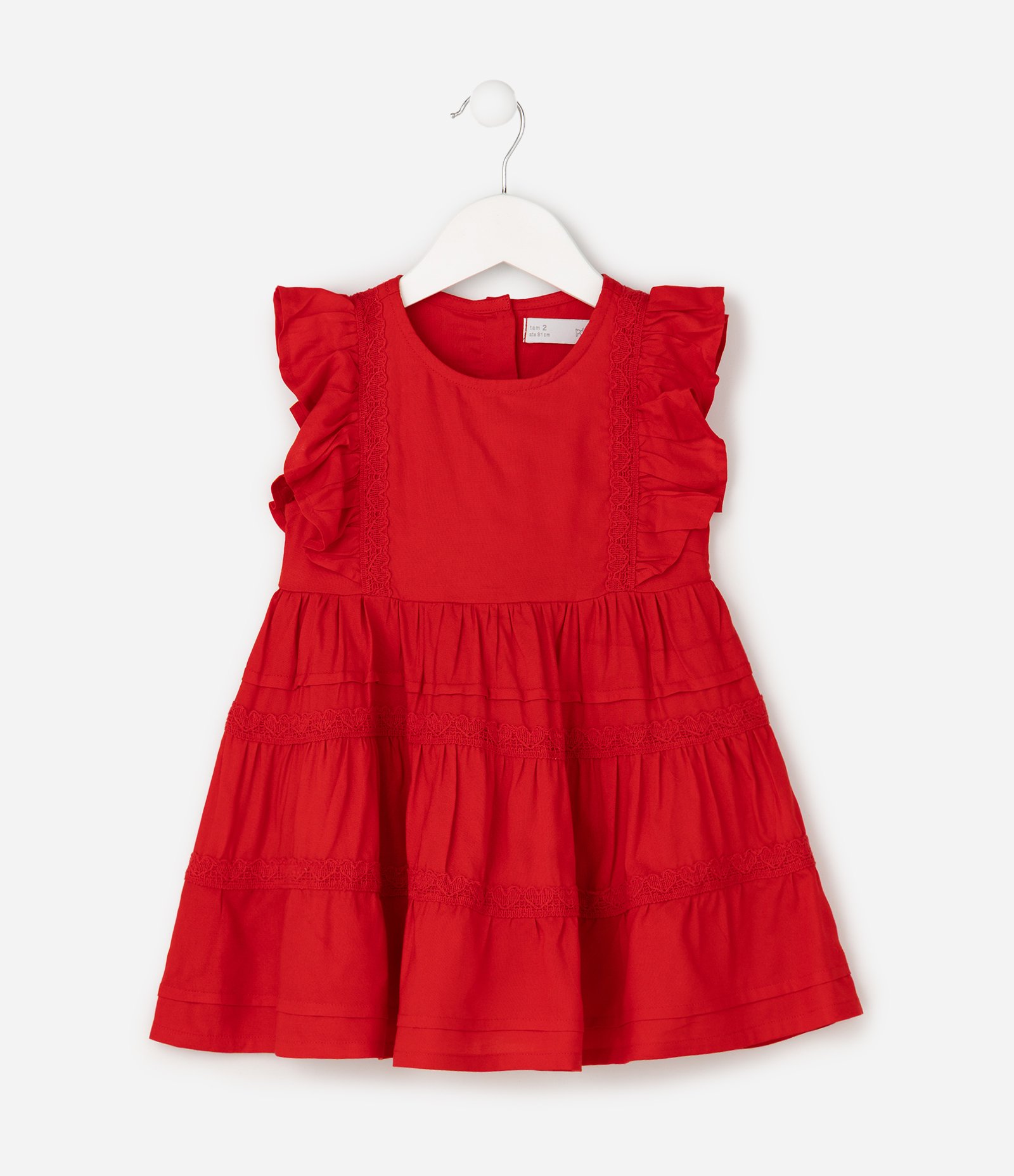 Vestido Plano Infantil Em Viscose Sem Manga - 1 a 6 Anos Vermelho 2