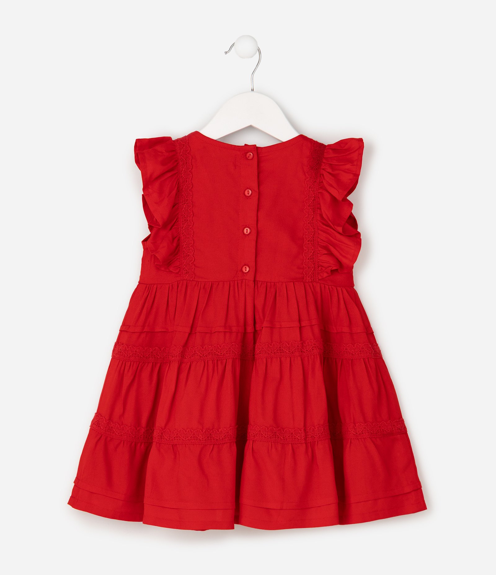 Vestido Plano Infantil Em Viscose Sem Manga - 1 a 6 Anos Vermelho 3