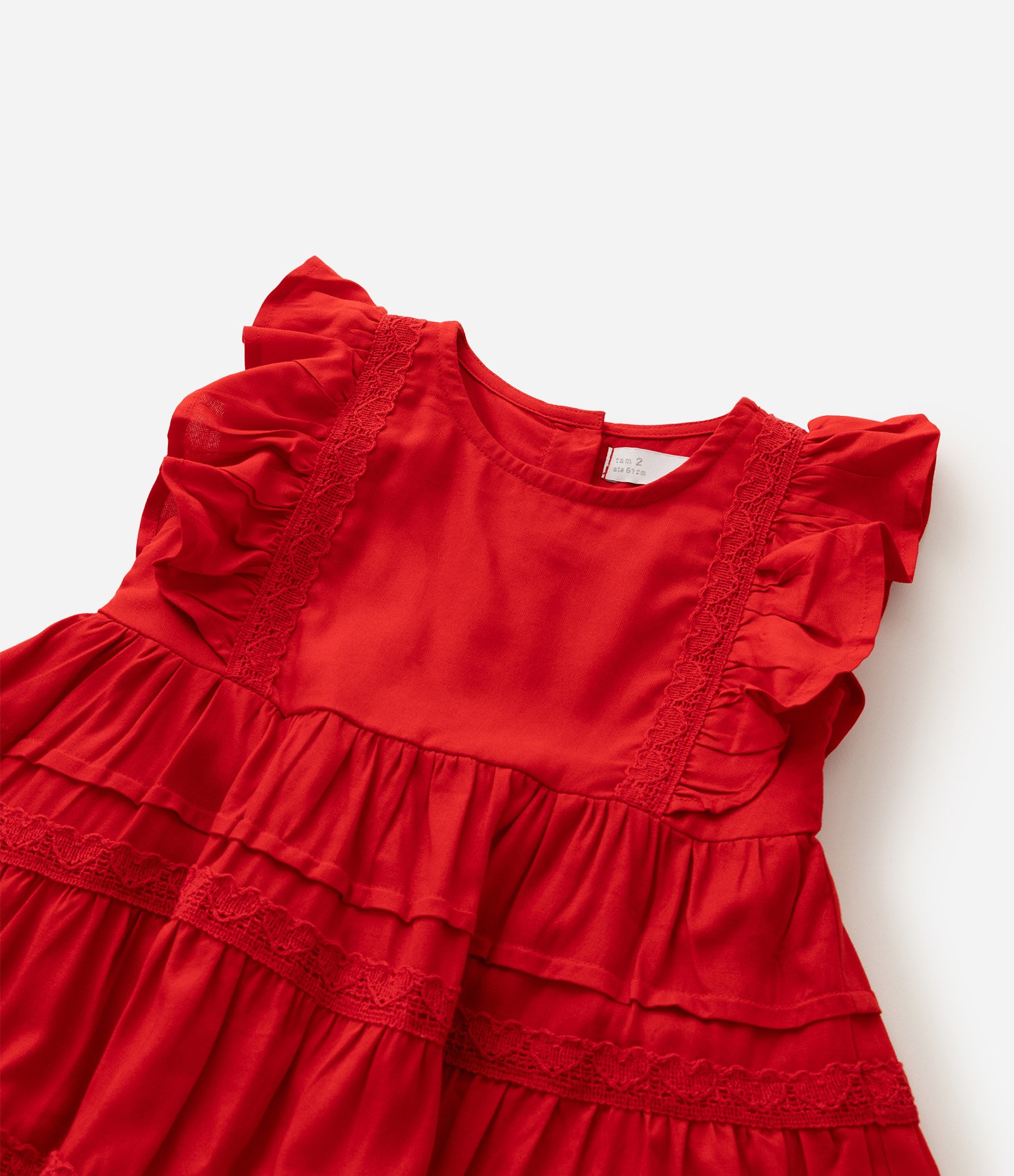 Vestido Plano Infantil Em Viscose Sem Manga - 1 a 6 Anos Vermelho 5