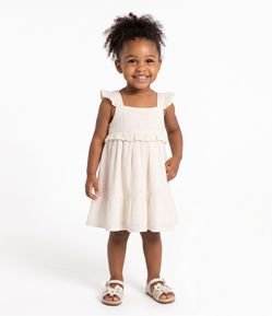 Vestido Infantil Detalhe em Babados e Alças Cruzadas - Tam 1 a 6 Anos