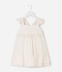 Vestido Infantil Detalhe em Babados e Alças Cruzadas - Tam 1 a 6 Anos