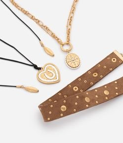 Conjunto de Colar com Designs Variados Pingentes Metálicos
