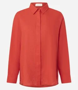 Camisa Oversized em Linho com Vista Escondida