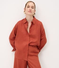Camisa Oversized em Linho com Vista Escondida