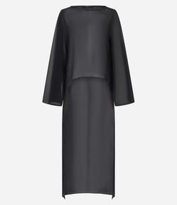 Blusa Mullet em Chiffon com Mangas Amplas