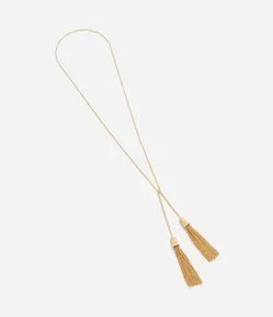 Colar com Cordão Ajustável e Detalhe em Tassel de Correntaria