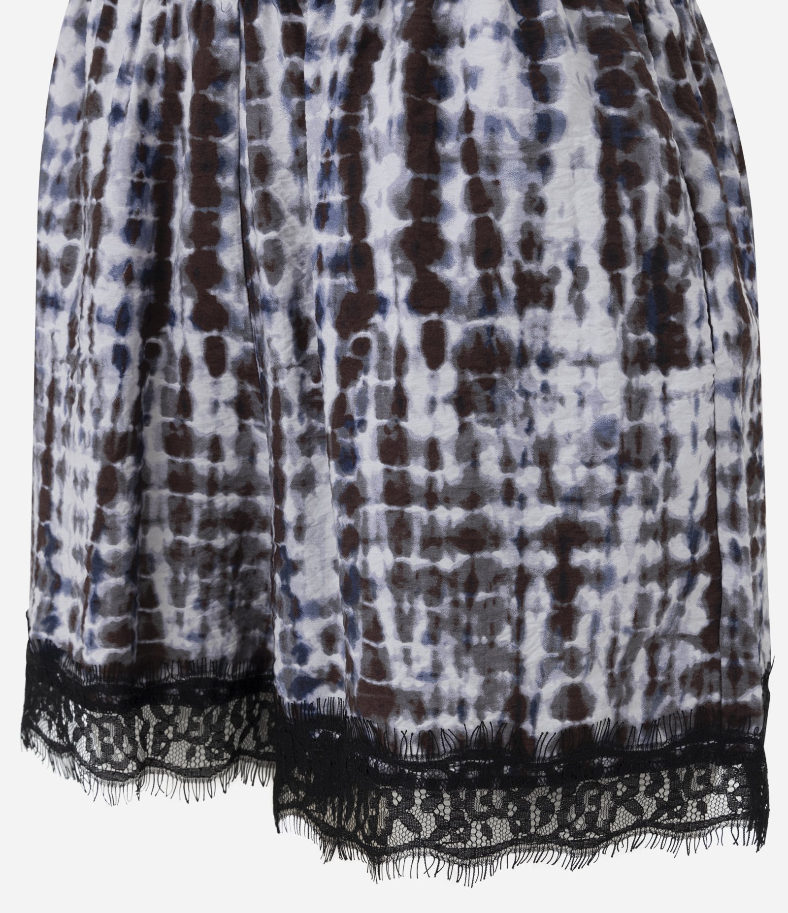 Short em Crepe Tie Dye com Barra Rendada Azul e Marrom 6