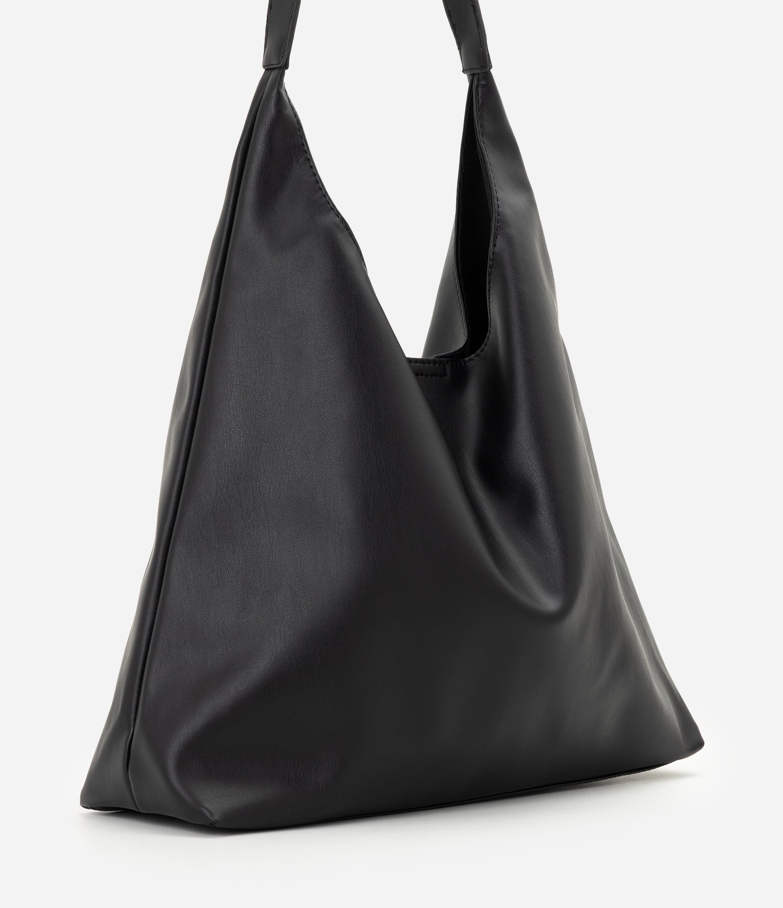 Bolsa Hobo Grande em PU com Alça Longa Preto 3