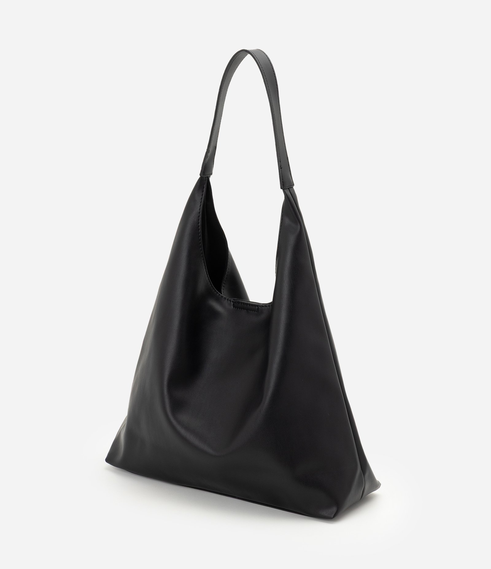 Bolsa Hobo Grande em PU com Alça Longa Preto 4