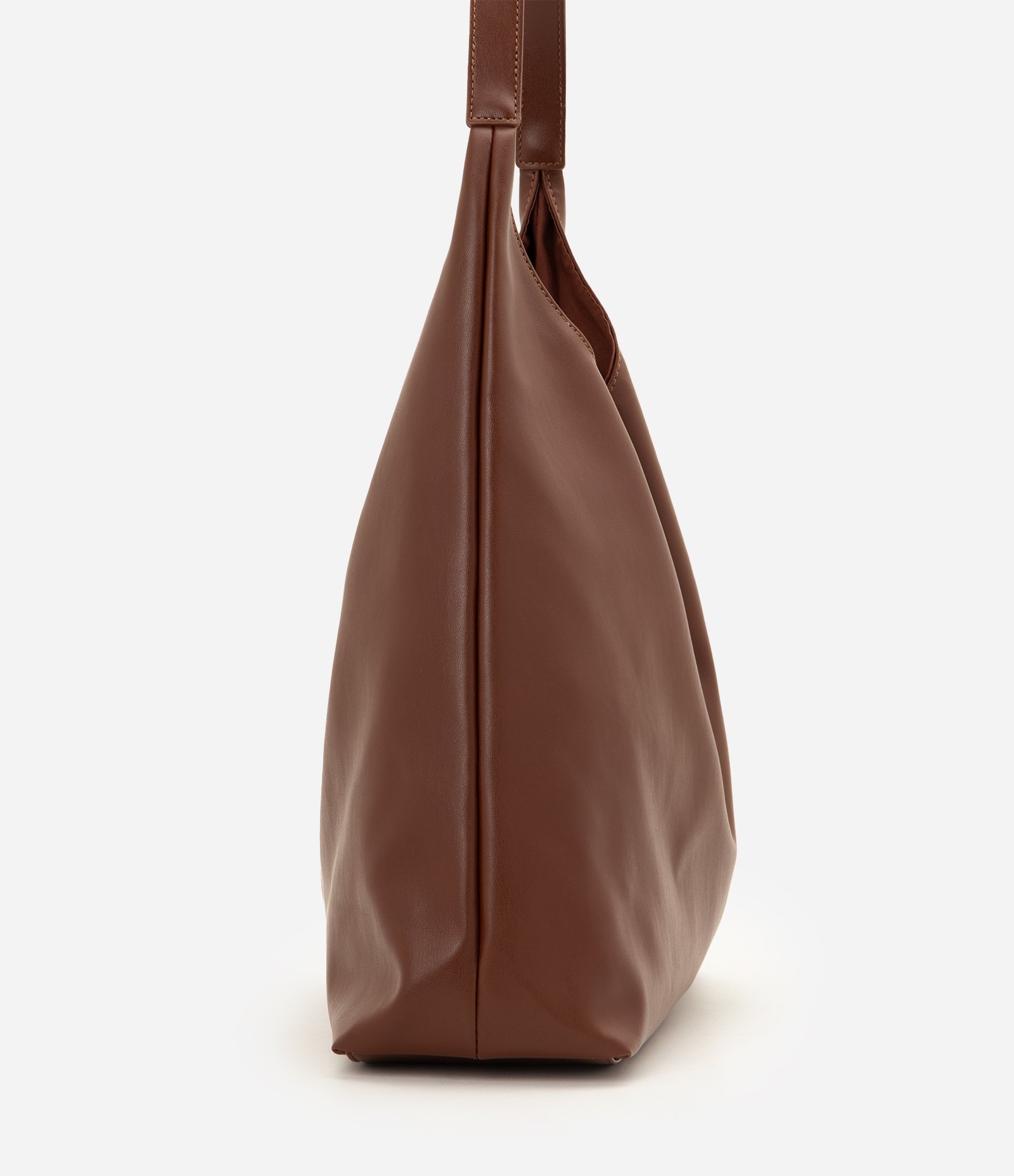 Bolsa Hobo Grande em PU com Alça Longa Marrom Claro 2