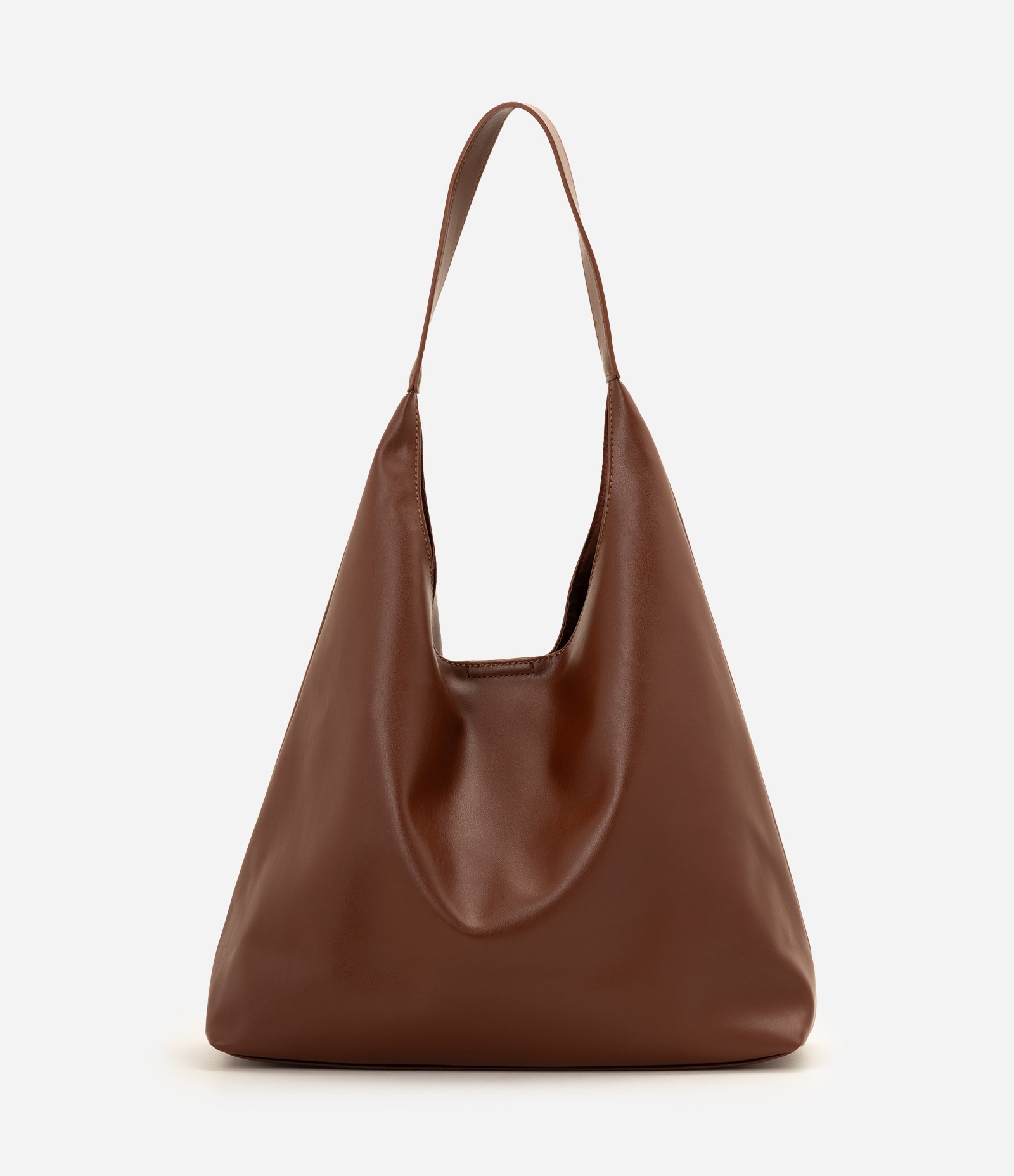 Bolsa Hobo Grande em PU com Alça Longa Marrom Claro 3