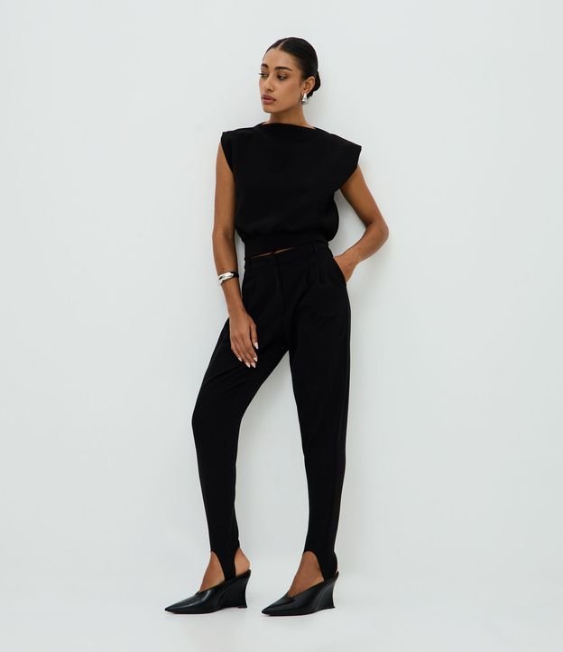 Calça Alfaiatada com Cintura Alta e Pezinhos