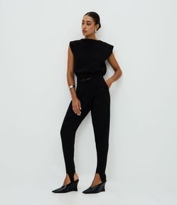 Calça Alfaiatada com Cintura Alta e Pezinhos
