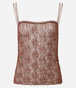 Blusa de Alcinha Dupla em Renda Texturizada