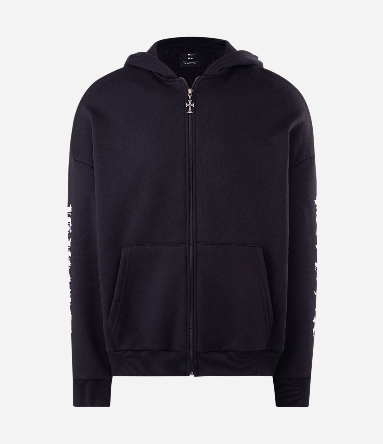 Casaco Boxy com Capuz e Zíper Preto 1