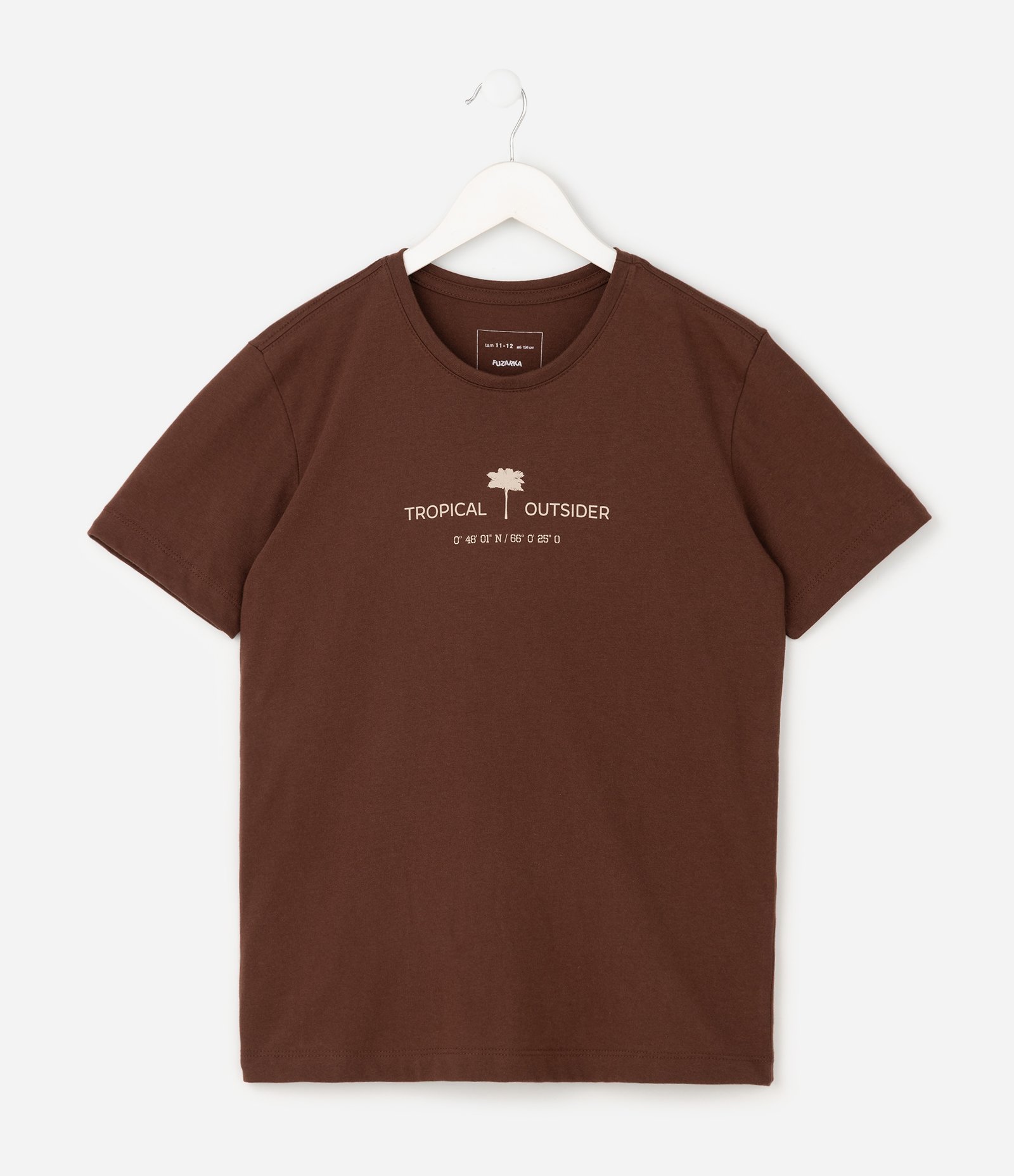Camiseta Infantil com Lettering Tropical Outsider – Tam 5 a 14 Anos Marrom 1