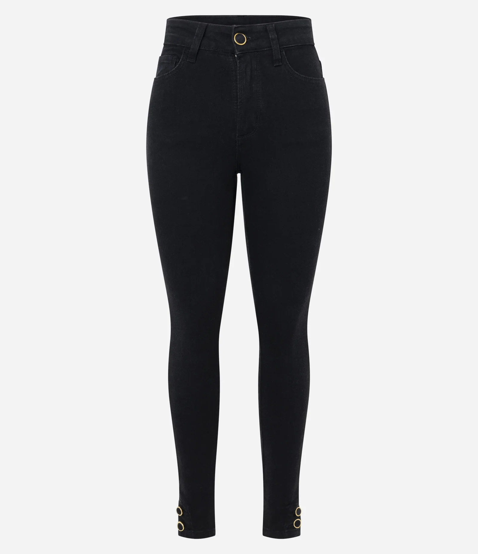 Calça Jeans Skinny com Elastano e Cintura Alta Preto 1