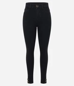 Calça Jeans Skinny com Elastano e Cintura Alta