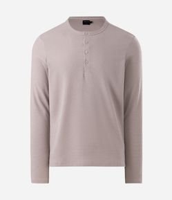 Camiseta Henley com Manga Longa e Texturização