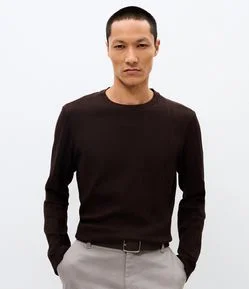 Camiseta Regular em Algodão com Textura