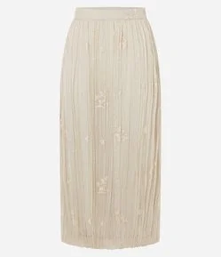 Saia Longa em Chiffon com Bordados Florais