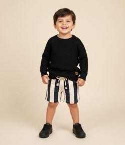 Bermuda Infantil Listrada em Cotton com Cordão – Tam 1 a 6 Anos