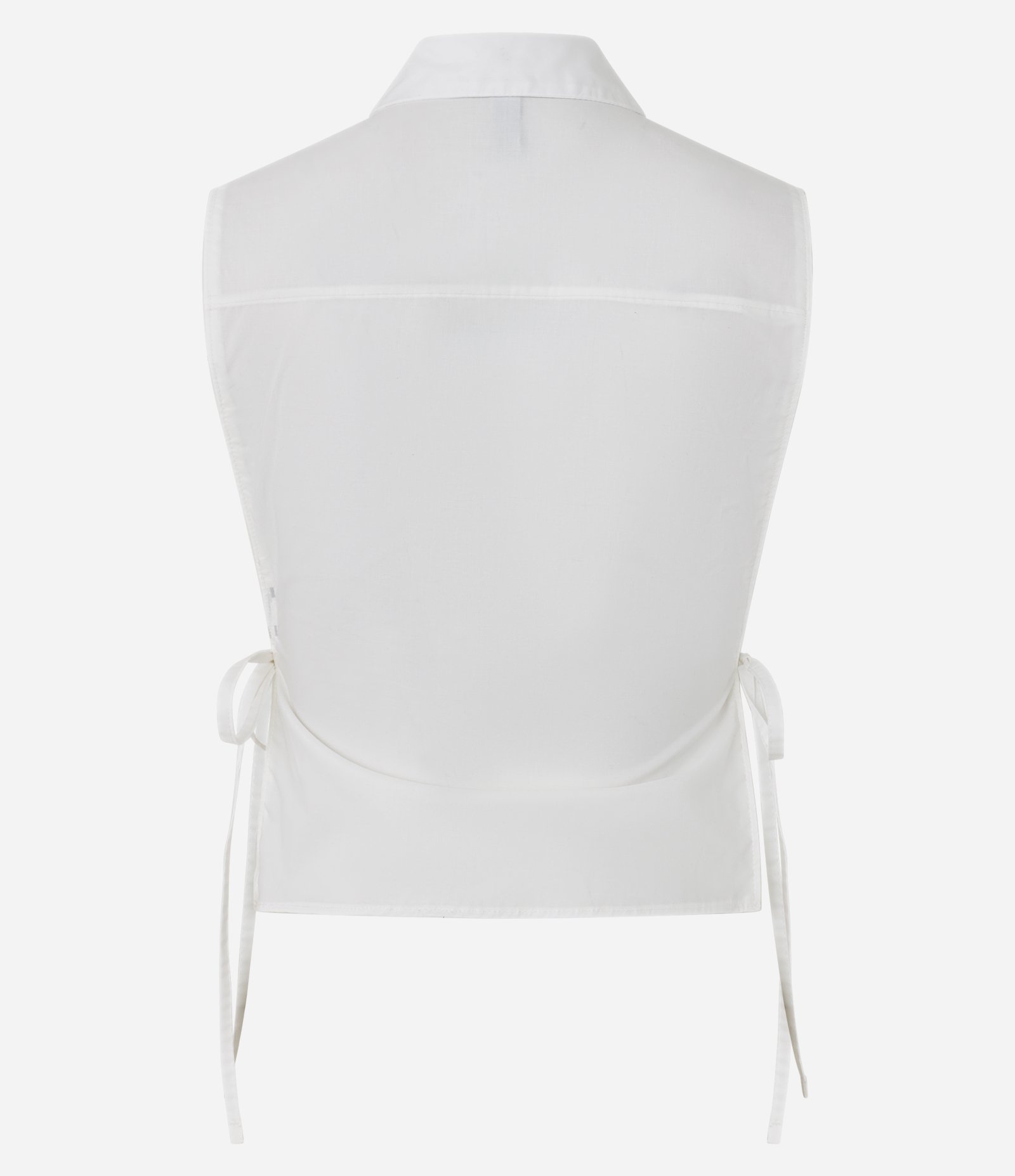 Blusa Avental em Tricoline com Gola Polo e Amarração Lateral Branco 7