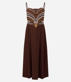 Vestido em Viscolinho com Bordado no Busto