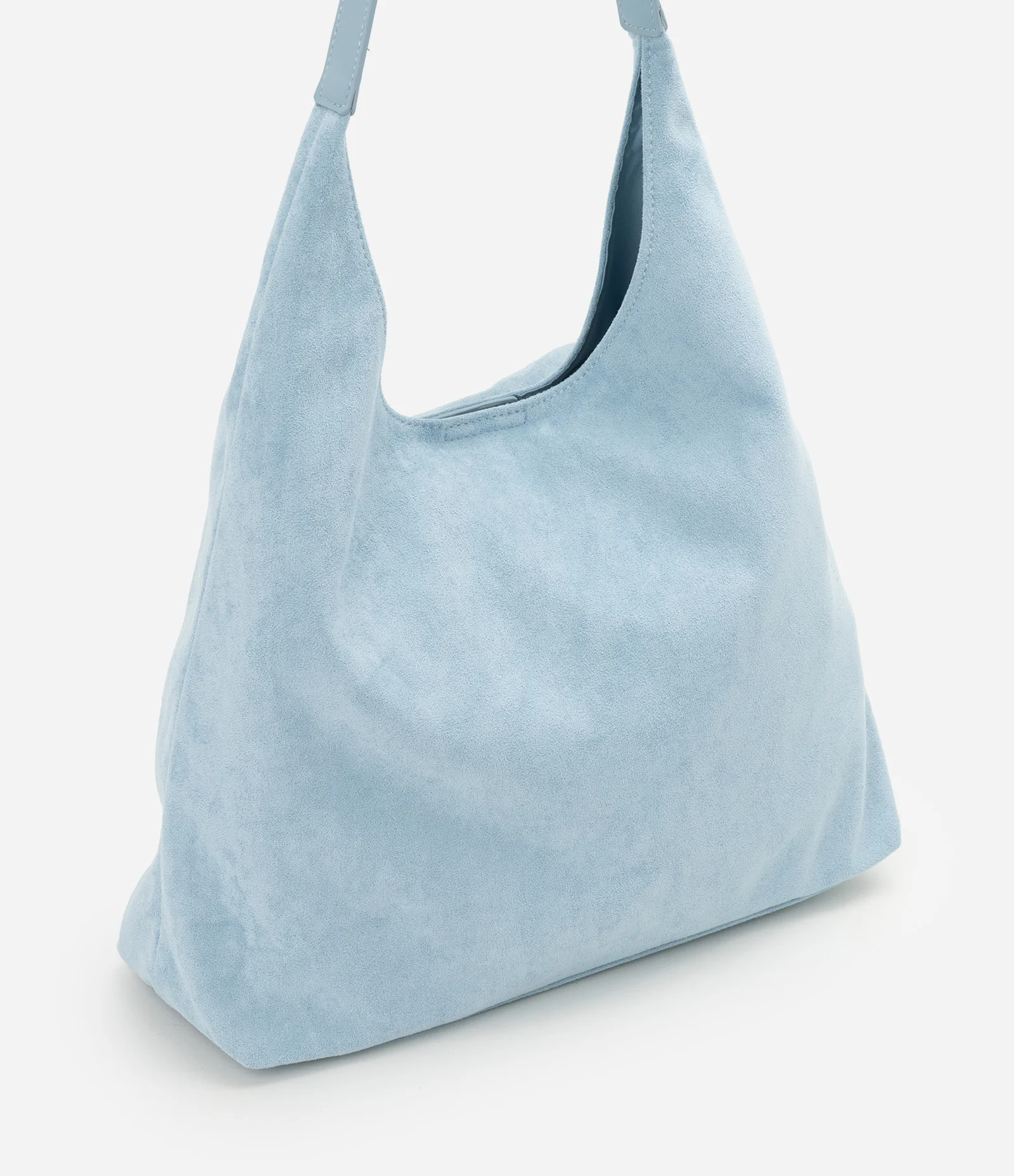 Bolsa Hobo Grande em Suede com Alça em PU Azul 1