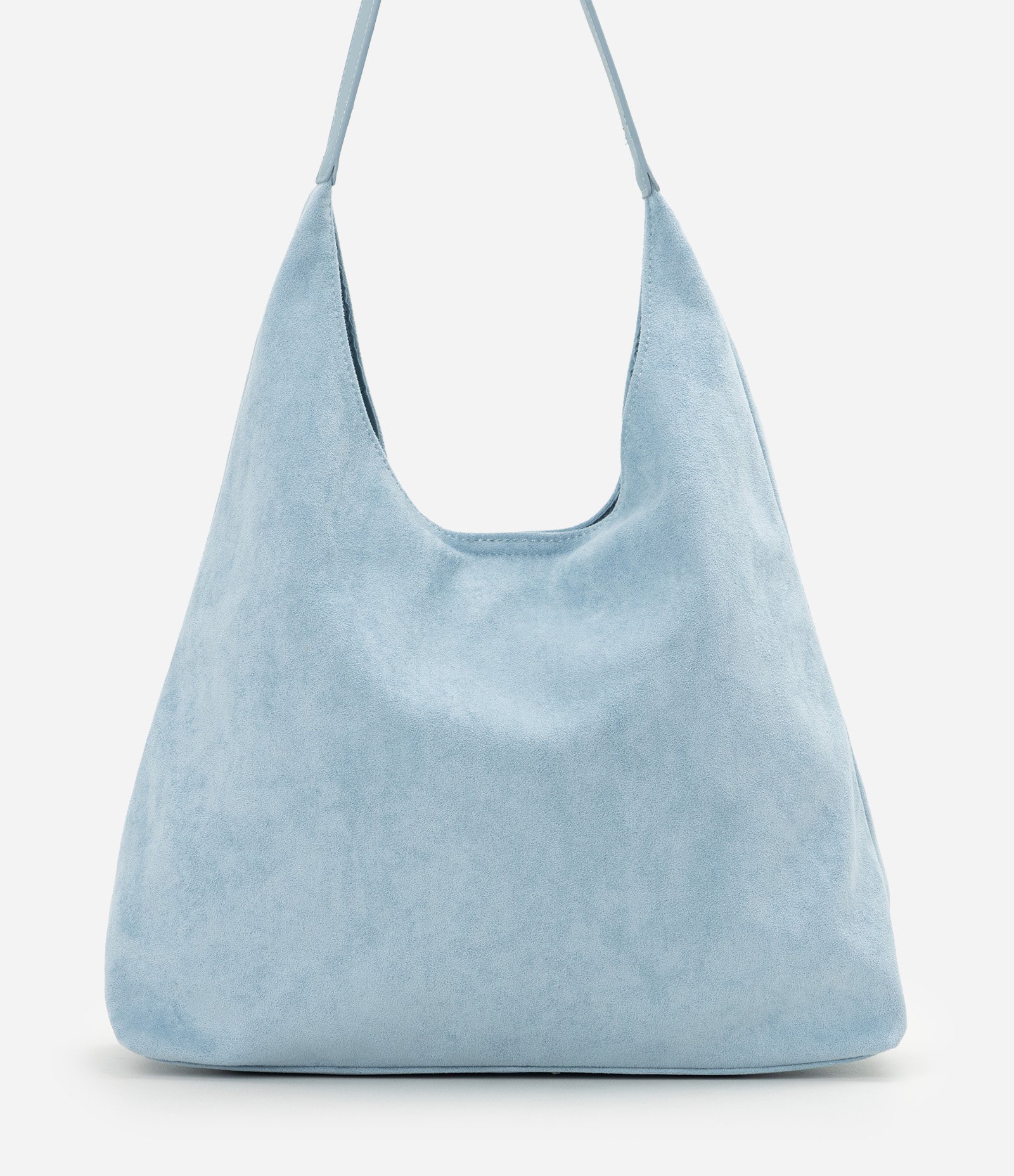 Bolsa Hobo Grande em Suede com Alça em PU Azul 3