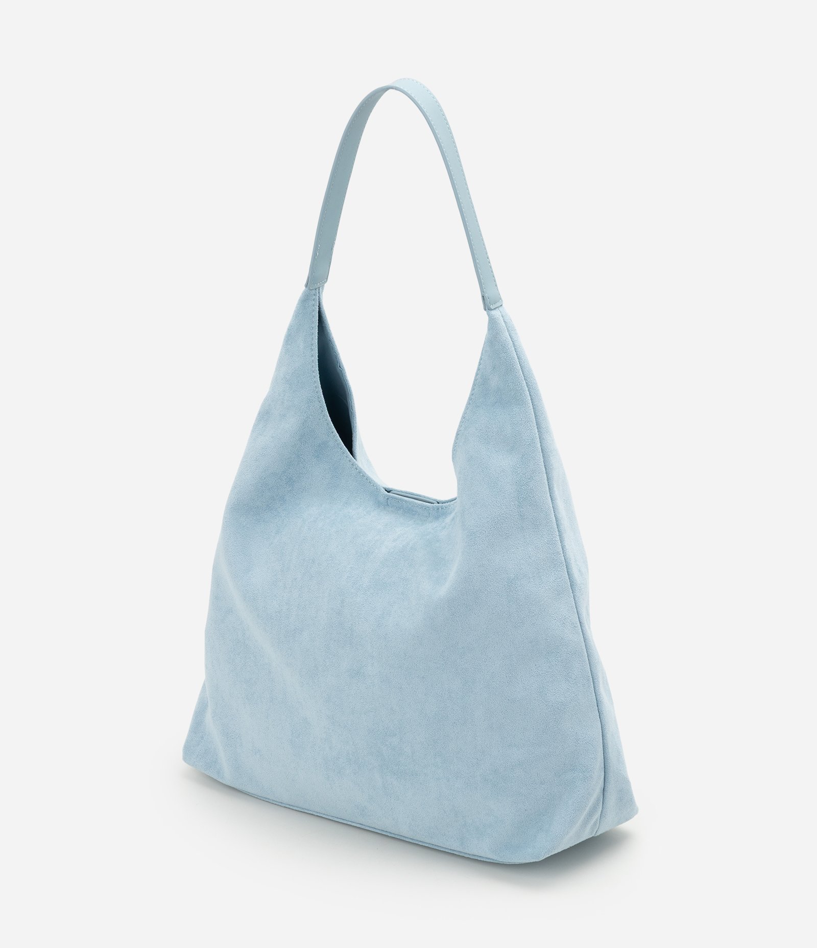 Bolsa Hobo Grande em Suede com Alça em PU Azul 5