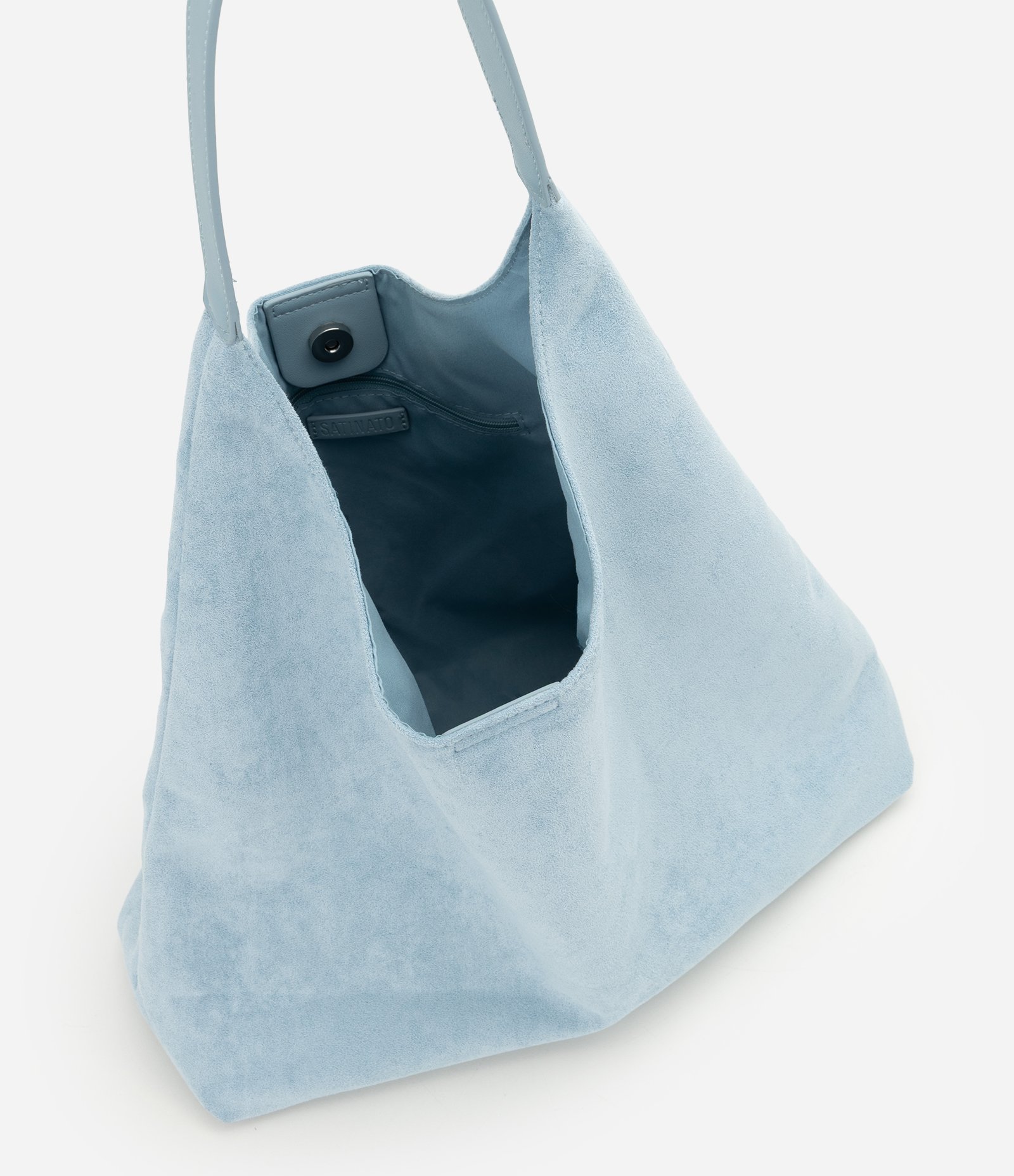 Bolsa Hobo Grande em Suede com Alça em PU Azul 6