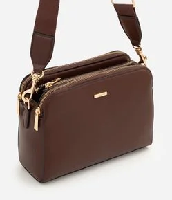 Bolsa Transversal Média em PU com Zíper
