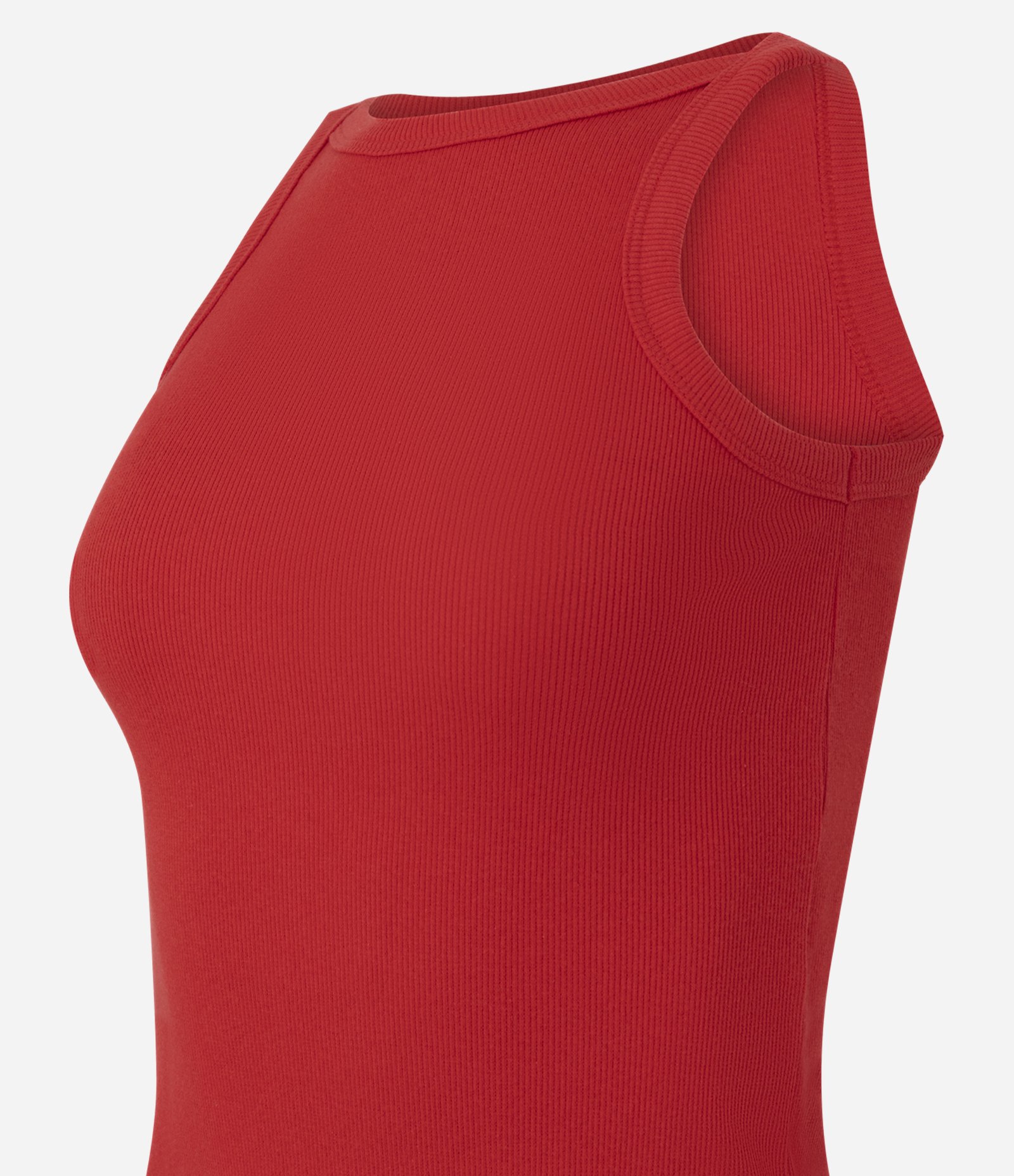 Blusa Regata Canelada em Ribana de Algodão Vermelho 4