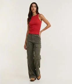 Blusa Regata Canelada em Ribana de Algodão