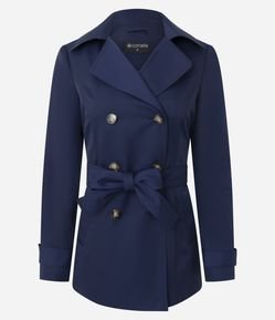 Casaco Trench Coat Alfaiatado com Detalhes Acetinados