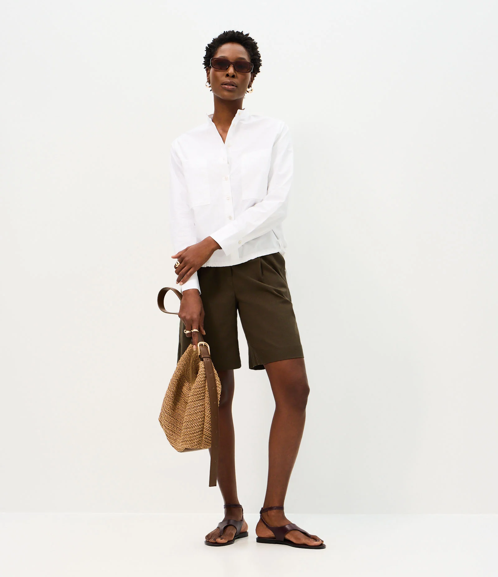 Camisa em Tricoline com Bolsos Frontais e Regulador Branco 2
