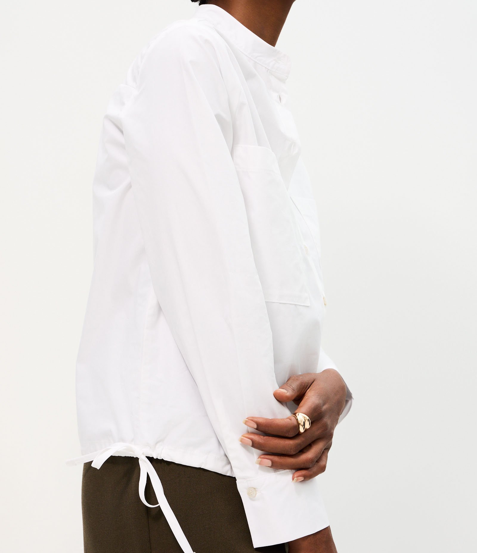 Camisa em Tricoline com Bolsos Frontais e Regulador Branco 3